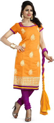 

Lunawat Synthetics Chanderi Embroidered Salwar Suit Dupatta Material(Un-stitched), Mustered