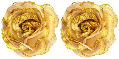 

Confidence Rose Clip (SET OF 2) Hair Accessories (Golden) Hair Clip, Hair Pin(Gold)