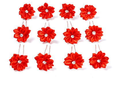 sringhar Red Jasmine hair pins pack of 12 for girls and women Hair Pin(Red)