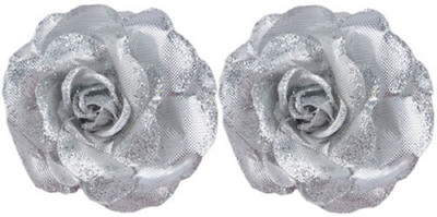

Confidence Rose Clip (SET OF 2) Hair Accessories (Silver) Hair Clip, Hair Pin(Silver)