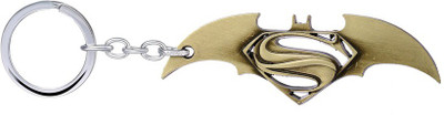 Chandrika Pearls Dawn of Justice Inspired DC Comic Superman vs Batman Metal Design Golden Keyring/Keychain Key Chain
