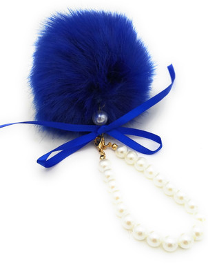 

Gemmas Fashion Royal Blue Pom Pom & Pearl Ring Key Chain