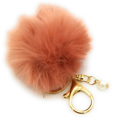 

Gemmas Fashion Peach Color Pom Pom & Pearl Pendant Key Chain