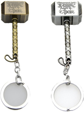 

Chandrika Pearls Pack of two Marvel Avengers Golden and Silver Thor Hammer Keyring/Keychain Key Chain