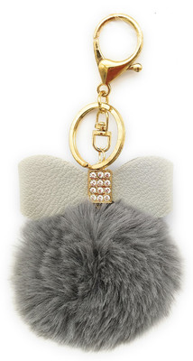 

Gemmas Fashion BIg Bow & Grey Pom Pom Key Chain