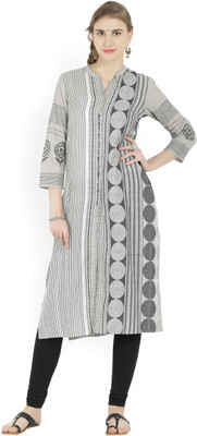 BIBA Women Self Design Straight Kurta(Grey)