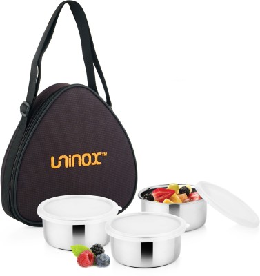 

UNINOX Stainless Steel 4 Lunch Box Air tight Dishwasher Safe and Leak Proof 4 Containers Lunch Box(325 ml), Brown