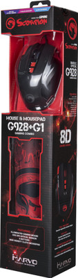 

Marvo G928 + G1 Mouse & Mouse pad Combo Wired Optical Gaming Mouse(USB, Black)