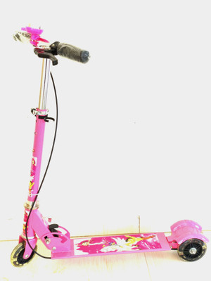

KT BROTHERS 3 WHEEL SCOOTER WITH LED LIGHTS, HAND BRAKE AND BELL(Pink)