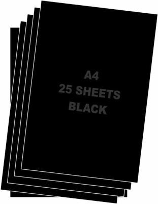 

Paraspapermart A4 black Colour paper 80 GSM thickness Unruled A4 Coloured Paper(Set of 25, Black)