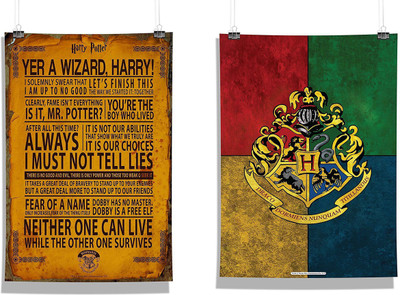 

Harry Potter - House Crest 3 & Quotes wall Decore Poster Paper Print(18 inch X 12 inch, Rolled)