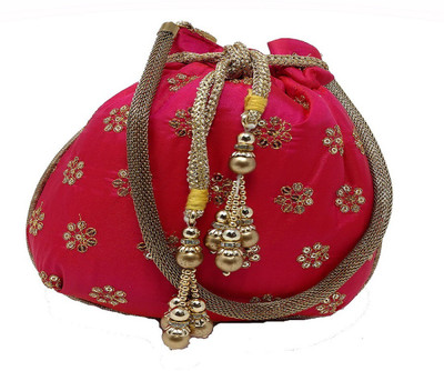 

sm shopper Handmade Potli with short sling bag Potli(Pink)