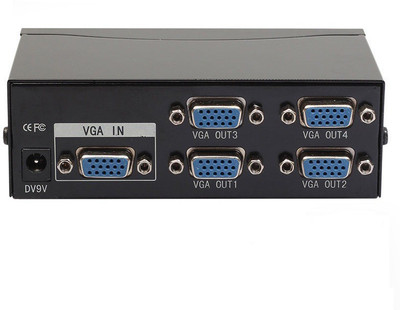 

Technotech 4 Port VGA Splitter Sharing Switch Box (4 VGA out/1 VGA in) - 4 VGA Input 1 VGA Output- for 4 PC to share one monitor Media Streaming Device(Black)