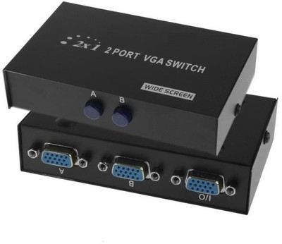 

Technotech 2 in 1 Out 2 Port 15 Pin Female VGA Switch for PC TV Monitor Media Streaming Device(Black)
