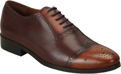

Brune Brown tan dual tone medallion toe brogue formal shoe by brune Lace Up For Men(Brown