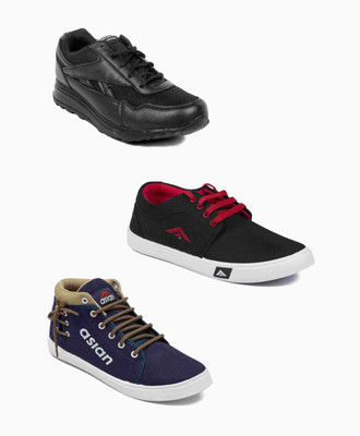 

Asian Men's Combo Pack Of 3 Sneakers With Loafers Casuals For Men(Multicolor