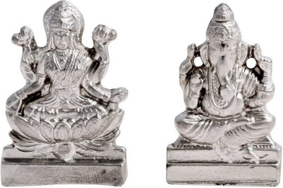 

GIRISHA AND SON Goddess Laxmi and Ganesh Parad Idol Mercury Para God Deity Idol Showpiece - 15 cm (Mercury, Silver) Decorative Showpiece - 10 cm(Mercury, Silver)