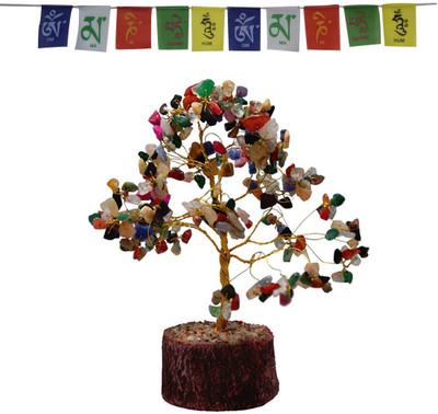 

DivyaMantra Feng Shui Natural Multicolor Healing Gemstone Crystal Bonsai Fortune Tree for Good Luck, Wealth & Prosperity and Tibetan Buddhist Prayer Flags For Car / Motorbike Decorative Showpiece - 19 cm(Crystal, Multicolor)