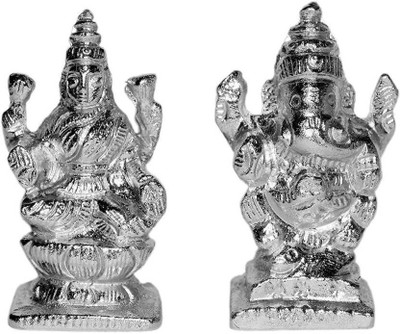 GIRISHA AND SON Parad Laxmi Ganesh Showpiece - 15 cm (Mercury, Silver) Decorative Showpiece - 15 cm(Mercury, Silver)