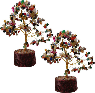 

DivyaMantra Feng Shui Natural Multicolor Healing Gemstone Crystal Bonsai Fortune Tree for Good Luck, Wealth & Prosperity Set of 2 Decorative Showpiece - 19 cm(Crystal, Multicolor)