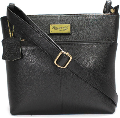 

REINE Women Formal Black Genuine Leather Sling Bag