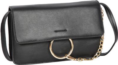 

Bagkok Women Evening/Party Black PU Sling Bag