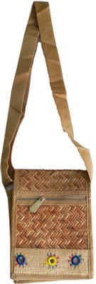 

CraftEra Girls Casual Brown Cotton Sling Bag