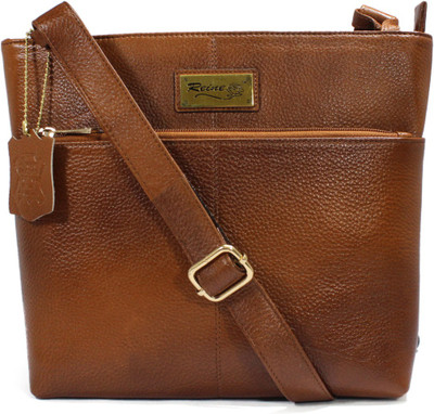 

REINE Women Formal Tan Genuine Leather Sling Bag