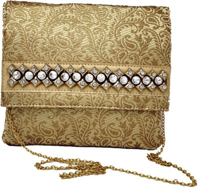 

SM Shopper Women Evening/Party Gold Silk Sling Bag