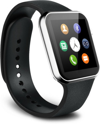 

MOBILE LINK compatible Silver Smartwatch(Black Strap Free Size)