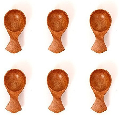

The Indus Valley Neem Wood Masala Spoon - Set of 6 For SMALL CONTAINERS (Table Spoon Size). Handmade Spoon For TEA, COFFEE, SUGAR, CONDIMENTS AND SPICES Wooden Measuring Spoon Set(Pack of 6)