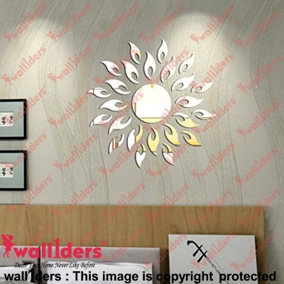 wall1ders 45 cm 45 cm x 45 cm Sun Silver (Pack of 1) 3D Acrylic Stickers for Wall, 3D Acrylic Sticker, 3D Mirror Wall Stickers, 3D Mirror Stickers Wall Decor Items for Home and Office. Self Adhesive Sticker(Pack of 1)