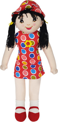 

Ultra Candy Doll Soft Toy Polka Dots 27 Inches with black hair - 27 inch(Red)