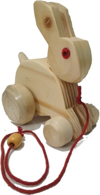 

Crafts India Wooden Rabbit pull along Toy Small(Cream)