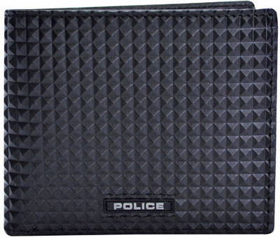 Police Men Black Genuine Leather Wallet(8 Card Slots)