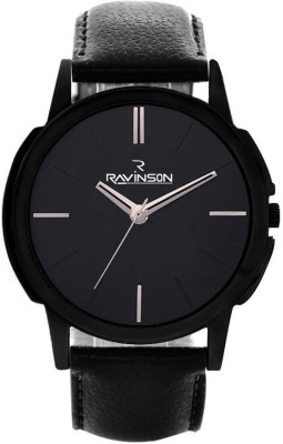 RAVINSON R3503NL01 New Casual Analog Wrist Watch Black Dial Black Leather Strap Watch  - For Men   Watches  (Ravinson)