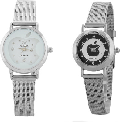 

Wenlong Silver black white combo new stylish Watch - For Girls