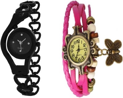 lavishable Glory Black Chain And PINK Pu Strap Combo For Woman And Girls Watch - For Girls Watch  - For Boys & Girls   Watches  (Lavishable)