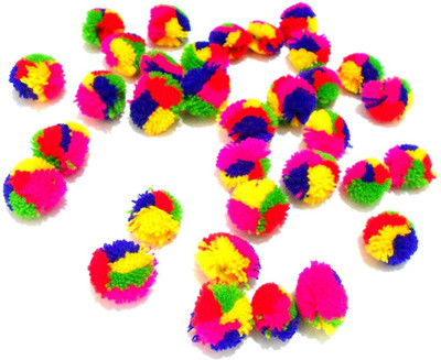 

Wonder Star Pom Pom Rainbow Balls for crafts, decorations, jewelry making, accessories, bags. Pack of 50 Rainbow Balls