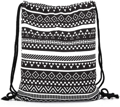 

Aeoss Canvas Aztec Geometric Drawstring Gym College School Bag (Black) 20 L Backpack(Black, White)