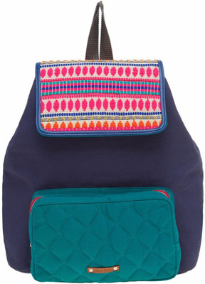 

Lemon Trunk Quied Pocket/ Jacquard flap/Color Block Backpack(Blue, 5 inch)