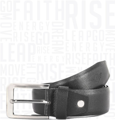 

Metronaut Men Casual Black Genuine Leather Belt, Black/brown