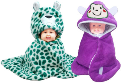 

BRANDONN Abstract  Hooded Baby Blanket(Fur, Green, WINE