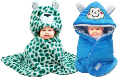 

BRANDONN Abstract  Hooded Baby Blanket(Fur, Green, Blue, Blue;green