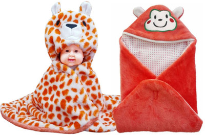 

BRANDONN Abstract  Hooded Baby Blanket(Fur, Orange