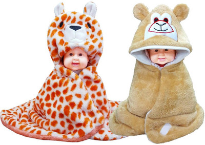 

BRANDONN Abstract  Hooded Baby Blanket(Fur, Orange, Beige, Beige;orange