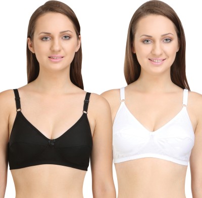 BodyCare by BODYCARE B-C-D Cup Bra Women Full Coverage Non Padded Bra(White, Black)