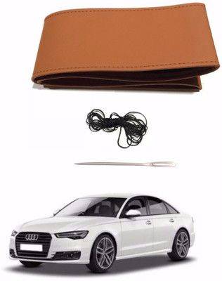 AUTOGARH Hand Stiched Steering Cover For Audi A4(Tan, Leatherite)