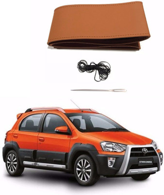 AUTOGARH Hand Stiched Steering Cover For Toyota Etios Cross(Tan, Leatherite)