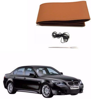 AUTOGARH Hand Stiched Steering Cover For BMW 5 Series(Tan, Leatherite)